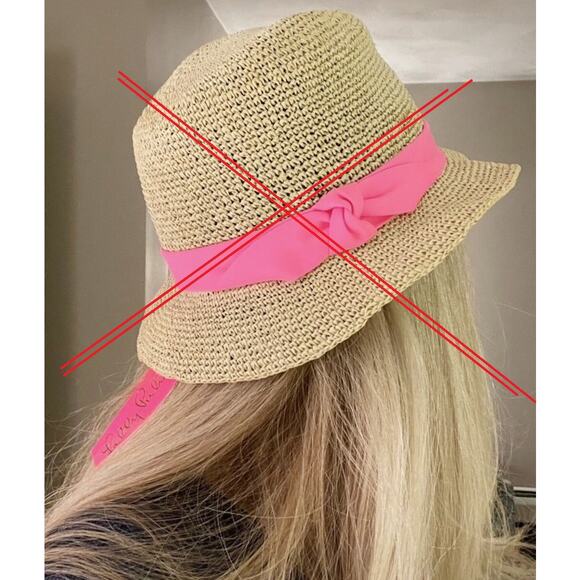 LILLY PULITZER Poolside Hat (No Ribbon) Travel Vacation Beach Straw Sun Hat - Picture 7 of 7